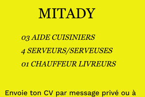 MITADY AIDE CUISINIERS/SERVEURS/SERVEUSES/CHAUFFEUR/LIVREUR