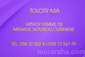 MITADY FEMME DE MENAGE .NOUNOU.CUISINIERE