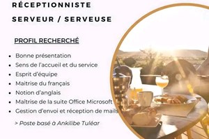 MITADY RECEPTIONNISTE/SERVEUR/SERVEUSE POSTE TOLIARA 