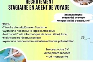 RECRUTEMENT STAGIAIRE DE AGENCE DE VOYAGE 