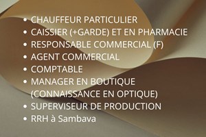 MITADY CHAUFFEUR PARTICULIER/CAISSIER/GARDE EN PHARMACIE/MANAGER EN BOUTIQUE/SUPERVISEUR DE PRODUCTION