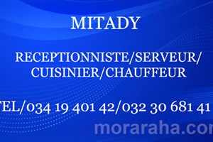 MITADY RECEPTIONNISTE/SERVEUR/CUISINIER/CHAUFFEUR