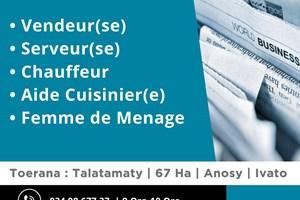 MITADY VENDEUR/VENDEUSE/SERVEUR/SERVEUSE/FEMME DE MENAGE/CHAUFFFEUR