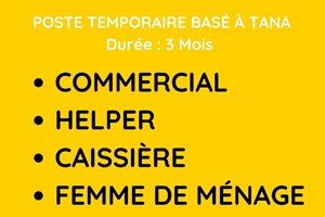 MITADY CAISSIER/FEMME DE MENAGE/AGENT DE CREDIT/COMMERCIAL/HELPER