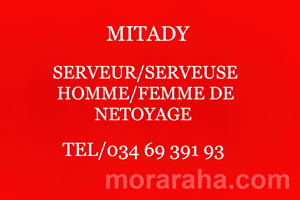 MITADY SERVEUR/SERVEUSE/HOMME FEMME DE MENAGE 