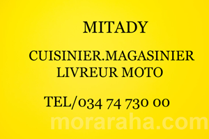 MITADY CUISINIER/MAGASINIER/LIVREUR MOTO 