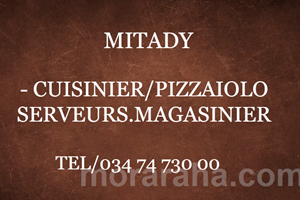 MITADY CUISINIER/PIZZAILLO/SERVEURS/MAGASINIER