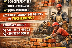 MITADY PIASA MARO 250MACONS/200 CHARPENTIERS/100 FERRAILLEURS/200MANOUEVRE