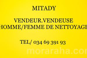 MITADY VENDEUR/VENDEUSE/HOMME/FEMME  DE NETOYAGE