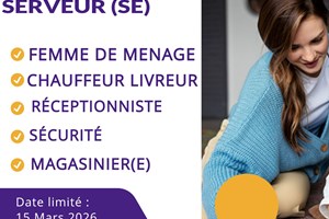 MITADY FEMME DE MENAGE/CHAUFFEUR LIVREUR/RECEPTIONNISTE/SECURITE/MAGASINIERE