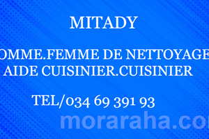 MITADY FEMME DE NETOYAGE/CUISINIER/AIDE CUISINIER
