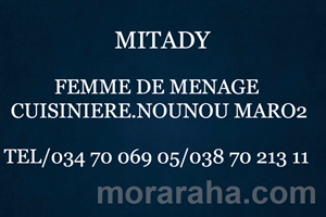 MITADY FEMME DE MENAGE/NOUNOU/CUISINIERE